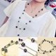 thumbnail image 2 of Women Square Rhinestones Beads 2 Layers Golden Alloy Chain Long Sweater Necklace--Gold-Product code 60795 Purple, 2 of 5