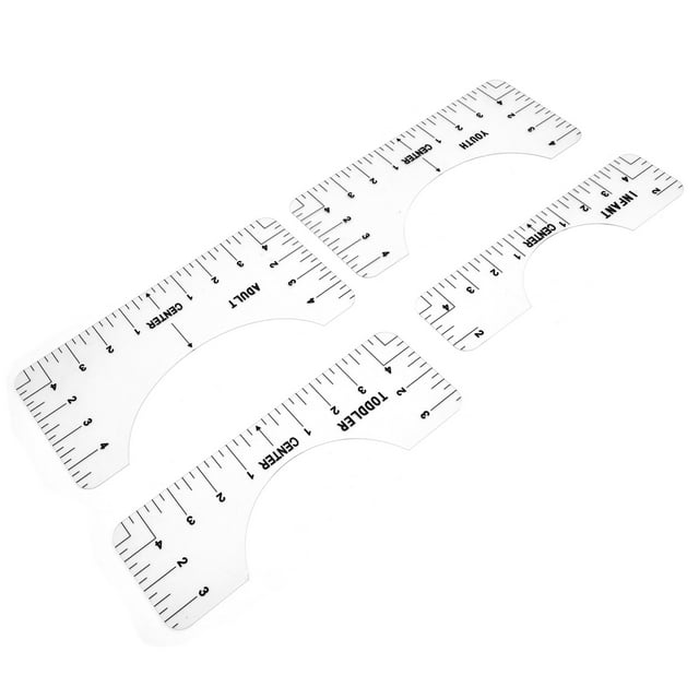 LAFGUR T‑Shirt Alignment Guide,4PCS T-Shirt Ruler Guide Alignment Tool For Adult Youth Toddler Infant Garment Measuring Ruler Transparent,T‑Shirt Ruler
