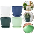 thumbnail image 4 of Plastic Green Plant Pot Circular Pot Delivery Tray Vertical Striped Flower Pot Deep blue, 4 of 8