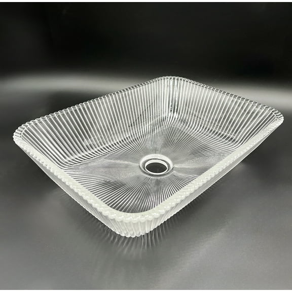 16" Tempered Glass Bathroom Rectangle Vessel Sink - Clear