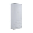 thumbnail image 4 of Hodedah Two Door Wardrobe with Two Drawers and Hanging Rod, White, 4 of 8