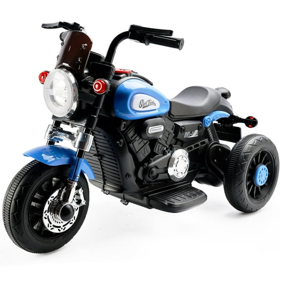 Bruce&Shark Kids Electric Motorcycle Ride-on Toy with Headlights, 3 Wheels Dual Motor Car for Children Boys Girls Red/Blue