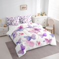 thumbnail image 3 of Homewish Lovely Dreamy Butterfly 7-Piece Twin Bedding Sets,Watercolor Splatter Ink Bedding Comforter Set,Pink Purple White Sheet Sets For Kids,Luxury Bedroom Decor Reversible, 3 of 8