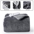 thumbnail image 2 of Homhougo Heated Electric Blanket Throw, Flannel Sherpa Heating Blankets, Soft Thicken Heated Throws for Couch with 5 Heat Settings and 4 Hours Auto Shut Off, Grey, 50"× 60", 2 of 7