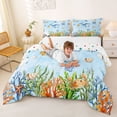 thumbnail image 3 of jejeloiu Watercolor Ocean Life Full Size Comforter Sets,Whale Print Bedding Comforter Set For Boys,Blue White,Polkadot Reversible,3 Pieces,1 Comforter and 2 Pillowcases, 3 of 7