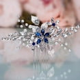 thumbnail image 1 of Peineta para el cabello de boda, accesorios para el cabello nupcial con diamantes de imitación azules para novia y damas de honor, pieza para el cabello de boda plateada Namotu CZMR-XM82, 1 of 7
