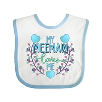 Inktastic My Meemaw Loves Me with Flowers and Hearts Boys or Girls Baby Bib