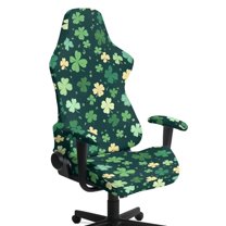 Xoenoiee Shamrock Pattern Gaming Chair Cover with Armrest Covers 4 Pieces Stretch Racing Computer Chair Slipcover Set for Reclining Racing Gaming Chair St. Patrick's Day Decoration