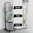 thumbnail image 6 of YOUPINS 3-Tier Laundry Hamper Sorter, Laundry Storage Organizer with Wheels Movable Rolling Laundry Baskets Cart,Laundry Butler for Bathroom Bedroom Laundry Room, Dark Gray, 6 of 7