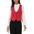 thumbnail image 1 of INSPIRE CHIC Chaleco Vintage para Mujer, Botones Jacquard Steampunk, Chaleco con Bolsillos M Rojo, 1 of 6