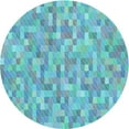 thumbnail image 1 of Ahgly Company Tapis Rond Lavable en Machine Intérieur Transitionnel Bleu Lierre, 7 Pieds Rond, 1 of 7