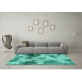 thumbnail image 3 of Ahgly Company Machine Washable Indoor Rectangle Abstract Turquoise Blue Modern Area Rugs, 5' x 7', 3 of 4