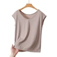 thumbnail image 4 of Women's V Neck Cap Sleeve Loose Fit Top Lightweight Breathable Stretch Basic Layering Shirt Comfy Sleepwear Pajama Blouse L-4XL Gray, 4 of 6