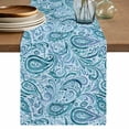 thumbnail image 2 of Vintage Blue Paisley Floral Table Runner 70 Inches Long,Kitchen Dining Tablerunners Traditional Ethnic Leaves Linen Table Runners Dresser Scarves for Home Dinner Wedding Holiday Party Decor, 2 of 9
