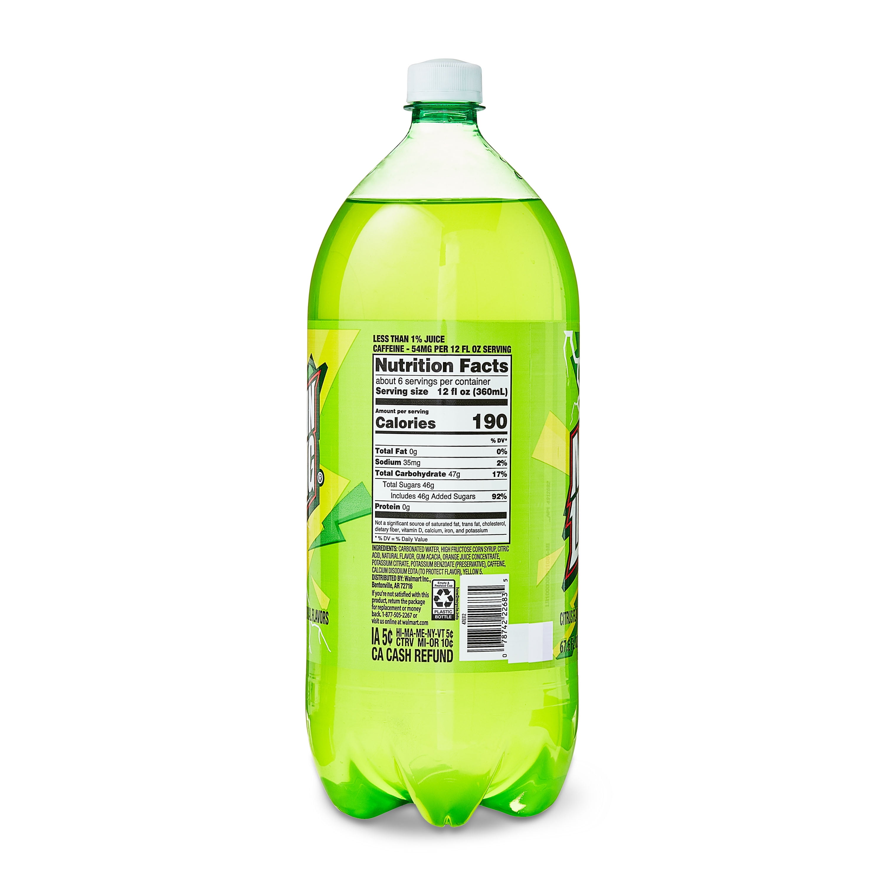 Great Value Mountain Lightning Citrus Flavored Soda Pop, 2 Liter Bottle