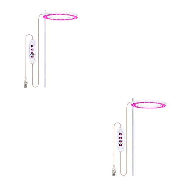 Luz LED de cultivo alimentada por USB Ounissouiy para invernadero lámpara de cultivo de plantas 1 cabeza de luz rosa 2Conjunto