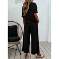 thumbnail image 6 of PUWEI Women's Summer Two Piece Outfits Casual Short Sleeve Pullover and Cropped Wide Leg Pants Lounge Sets, 6 of 7