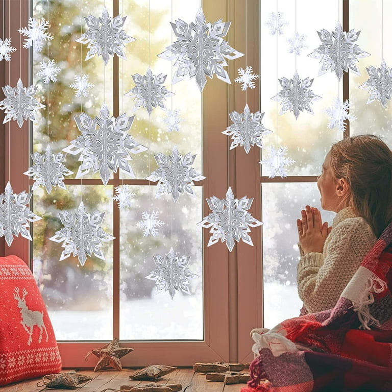  18Pcs 3D Hanging Christmas Snowflake Decorations