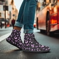 thumbnail image 3 of POLERO Womens Girls Purple Butterfly High Top Walk Shoes Trainer Athletic Barefoot Sneakers for Walking Jogging Gym PU Leather Walking Business Work Platform Sneaker with Ankle Support, 3 of 7