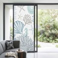 thumbnail image 2 of Non-Adhesive Static Cling Window Tint, Light Blue Teal Coastal Window Privacy Film Frosted, Summer Beach Coral Shell Ocean Insulated Windows Frosted Films for Living room, 35.4 x 78.7 Inches, 2 of 9