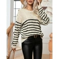 thumbnail image 4 of Sweaters for Women Cable Knit Crew Neck Long Sleeve Striped Knitted Pullover Sweaters Alsol Lamesa, 4 of 6