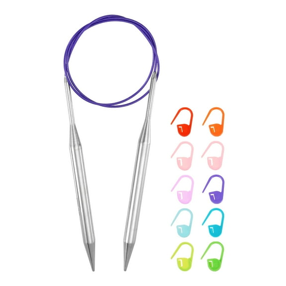 Uxcell Knitting Needles Size US 13(9mm) Circular Needle 31 Inch(80cm) Round Metal Stainless Steel Needle for Handmade Projects DIY Knitting