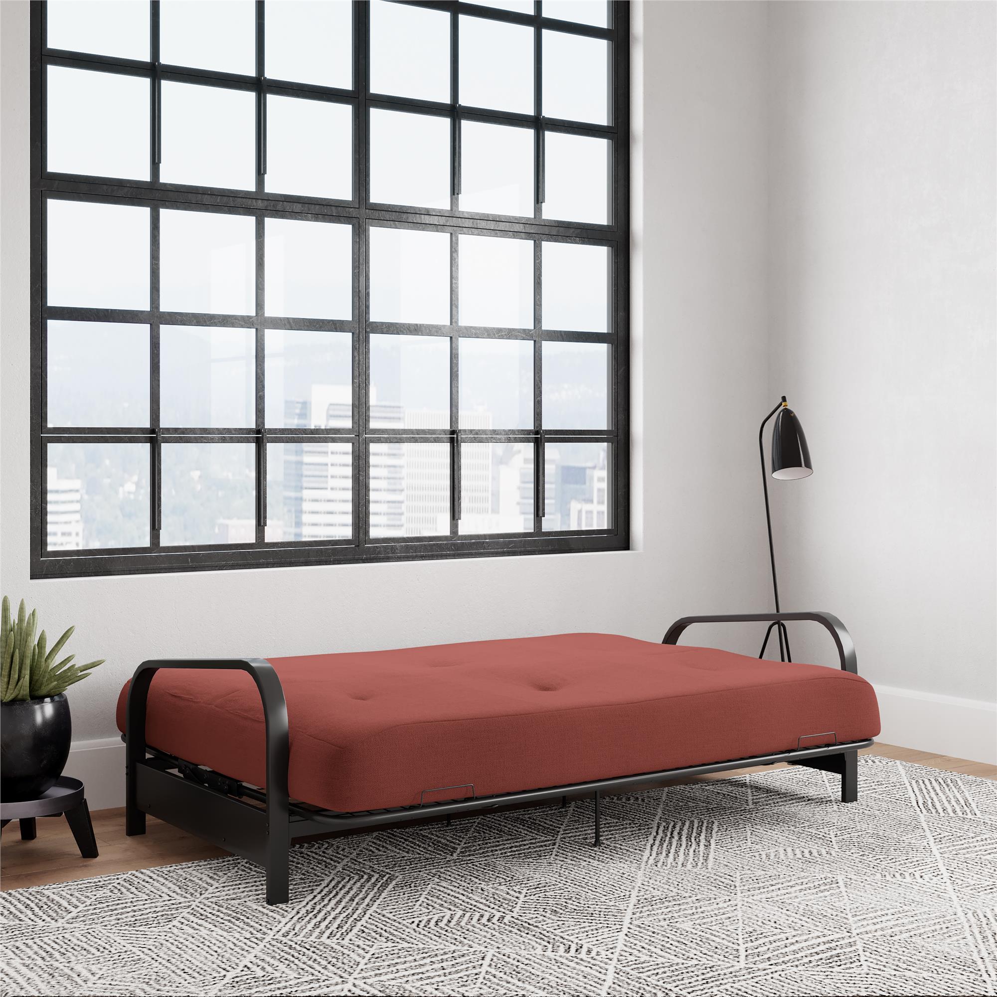 DHP Cleo Black Metal Arm Full Size Futon Frame with 6” Red Mattress - image 2 of 9