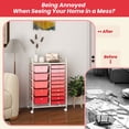 thumbnail image 6 of Costway 15 Drawer Rolling Storage Cart Tools Scrapbook Paper Office School Organizer Pink, 6 of 10