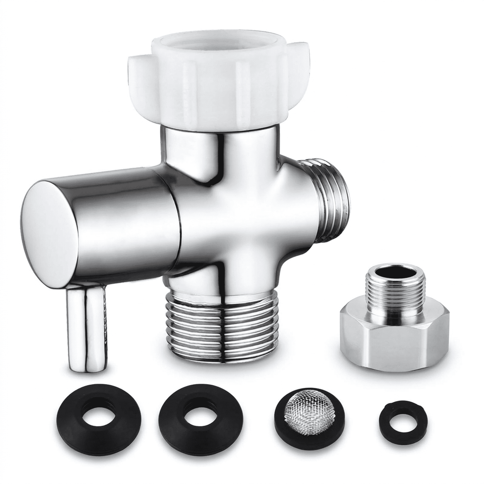 CNDRLEF Bidet T Adapter with Shut-Off Valve, Solid Brass 7/8 x 7/8 x 1/2 Tee Connector, 3/8 Adapter Included for Toilet Bidet Sprayer