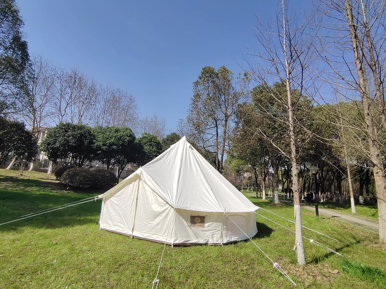 Outdoor Luxury Waterproof 4M/13.1ft Oxford Bell Tent with Outdoor Luxury Waterproof 4M/13.1ft Oxford Bell Tent with