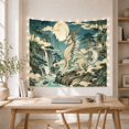 thumbnail image 5 of Qilin on Rocks with Moonlit Mountains and Waterfall, Mystical Fantasy for Mythical Creature Lovers, East Asian Art Decor, Housewarming Gift, Tapestry Wall Hanging for Bedroom and Living Room, 5 of 7