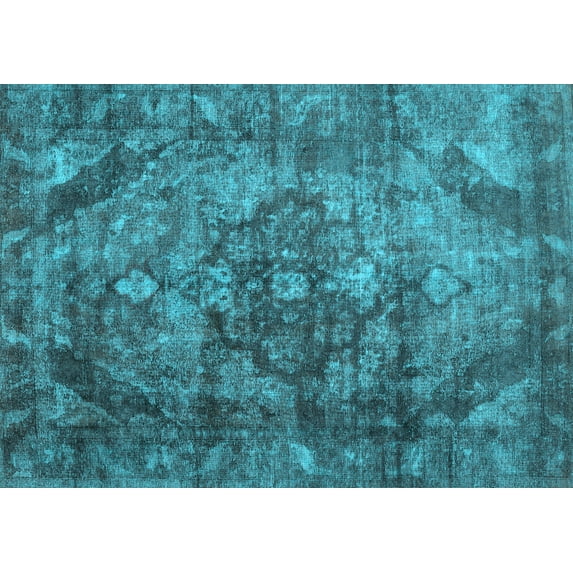 Ahgly Company Indoor Rectangle Abstract Light Blue Contemporary Area Rugs, 5' x 7'