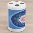 thumbnail image 1 of Flower Mandala Ceramic Toothbrush Holder, Scales Pattern with Blooming Lotus Flower Design Eastern Traditional Motifs, Decorative Versatile Countertop for Bathroom, 4.5" X 2.7", Multicolor, 1 of 4