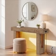 thumbnail image 4 of Mesa Consola Estilo Granja de Madera con Enchufes Integrados y Luz LED con Detector Movimiento 63 Pulgadas Estante Abierto Puertos USB para Sala Recibidor y Detrás del Sofá Madera, 4 of 9