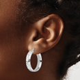 thumbnail image 3 of Auriga Fine Jewelry 925 Sterling Silver Rhod-plated Polished Diamond-cut Hoop Earrings for Women, 3 of 6