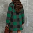 thumbnail image 5 of TKLPEHG Fleece Jacket Women Plaid Flannel Button Up Shacket Jacket Long Sleeve Outerwear Comfy Warm Winter Coats Loose Fit (Green,S), 5 of 9