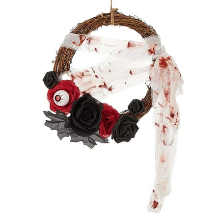 

AdXKenry Halloween Wreath Clearance The Main Color Of The Wreath Is Dark tones Such As Deep Red Or Emitting A Mysterious and Eerie Atmosphere.