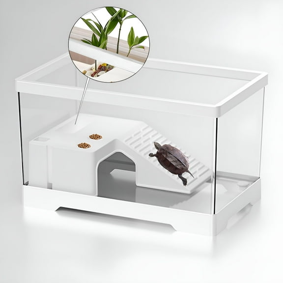 ACDANC Turtle Tank Accessories Box Supplies Tortoise Enclosure Starter Indoor Decor Medium White