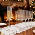 thumbnail image 4 of 6 Pack Clear Plastic Champagne Flutes - 6oz Ribbed Disposable Champagne Glasses - Clear Vintage Mimosa Glasses with Long Stem - Elegant Sparkling Wine Stemware for Weddings, Parties, 4 of 10