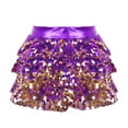 thumbnail image 2 of iixpin Girls Sequins Ruffle Dance Skirts Ballet Tutu Skirts Modern Dance Skirted Shorts Performance Skorts Purple 8, 2 of 5