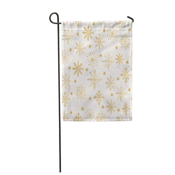 SIDONKU Gold Golden Snowflake Pattern Border Star Abstract Boarder Christmas Garden Flag Decorative Flag House Banner 12x18 inch