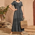 thumbnail image 5 of Tauxra Robe Maxi pour Femmes Coupe Ample à Étages, Robe d'Été de Plage à Blocs de Couleur à Manches Courtes, Longue Robe Décontractée à Col Rond, 5 of 5