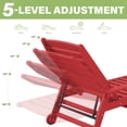 thumbnail image 3 of FUNDAZE Adjustable Wheeled HDPE Plastic Outdoor Patio Lounge Chair W/ Cup Holder,78.3"x25.1"x16.3", Red, 3 of 5