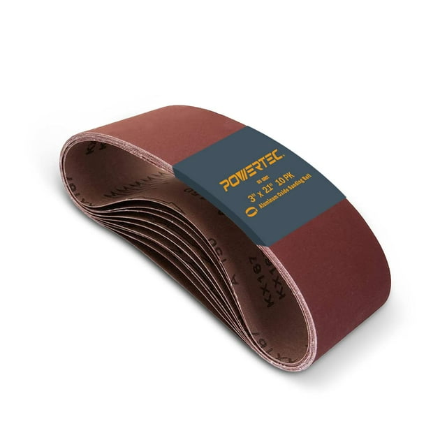 Cintas abrasivas POWERTEC de óxido de aluminio de grano 80, 10 unidades, 3 x 21 pulgadas