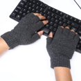 thumbnail image 3 of Basic Winter Warm Men and Women Stretchy Fingerless Gloves Typing/Texting Gloves Wool  Knitted Half Finger Gloves NAVY BLUE, 3 of 8