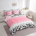 thumbnail image 3 of Homewish Cheetah Print Girl 7 Pieces Bedding Comforter Set,Black Pink Grey Full Bedding Set Lightweight,Bling Glitter Fitted Sheet Flat Sheet,Microfiber Bedroom Decor,Reversible, 3 of 8