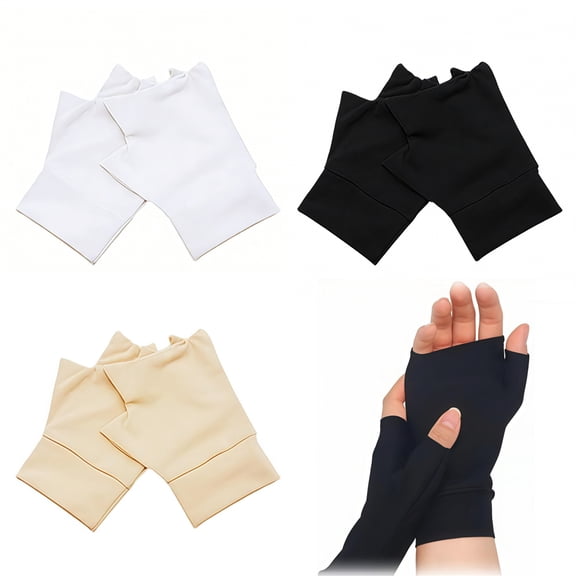 Anti-Slip Thin Guard Gloves 3 Pairs, Multicolor Elastic Fingerless Protector Gloves, Outdoor Sunscreen Gloves for Men, Women, Elderly, Size M