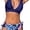 Blue, variant on Top-kevin Bikini Set for Women Two Piece Swimsuit V Neck Triangle Top Wide Straps Cross Back Lace up Mid Rise