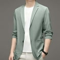 thumbnail image 4 of LNWUY (L-5XL) Big and Tall Men's Casual Blazer Linen Sport Coat Two Button Lightweight Jackets Business Daily Suit Green L, 4 of 4