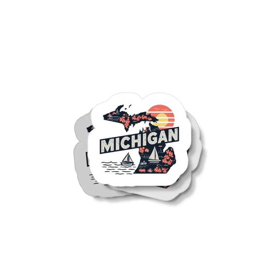 Retro Michigan Waterproof Sticker